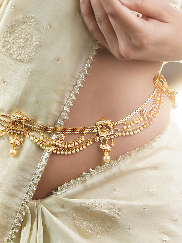 Wedding Shine Gold Pearl Kamarbandh