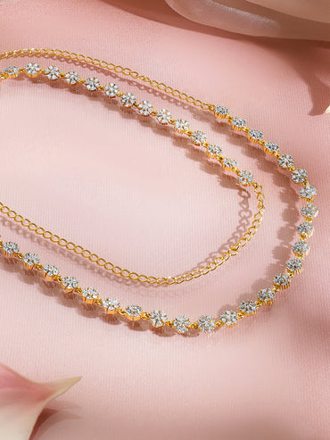 Floral American Diamond Zirconia Gold Kamarbandh
