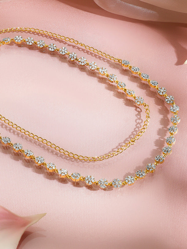 Floral American Diamond Zirconia Gold Kamarbandh