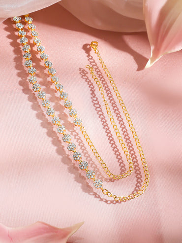 Floral American Diamond Zirconia Gold Kamarbandh
