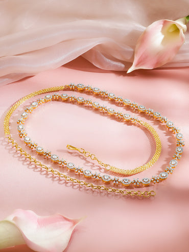 Radiant Crystal Gold Waist Chain