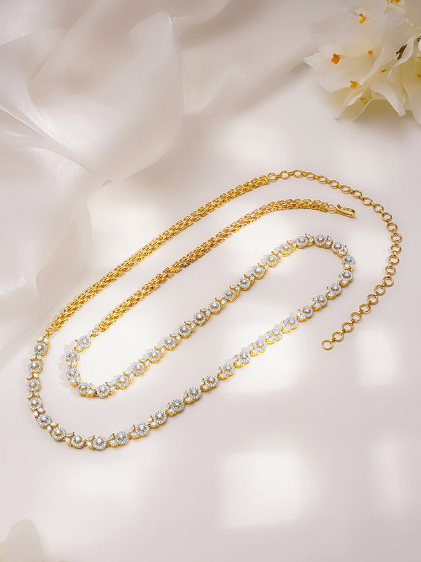 Floral Link Cubic Zirconia Waist Chain