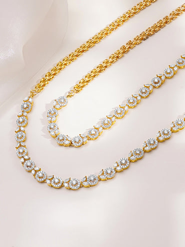 Floral Link Cubic Zirconia Waist Chain