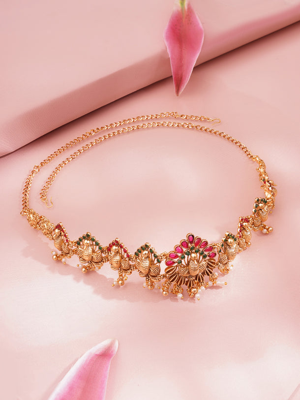 Gold Plated Peacock Design Waist Chain Belt