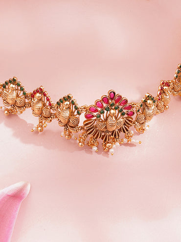 Gold Plated Peacock Design Waist Chain Belt