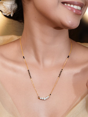 American Diamond Gold Mangalsutra Necklace
