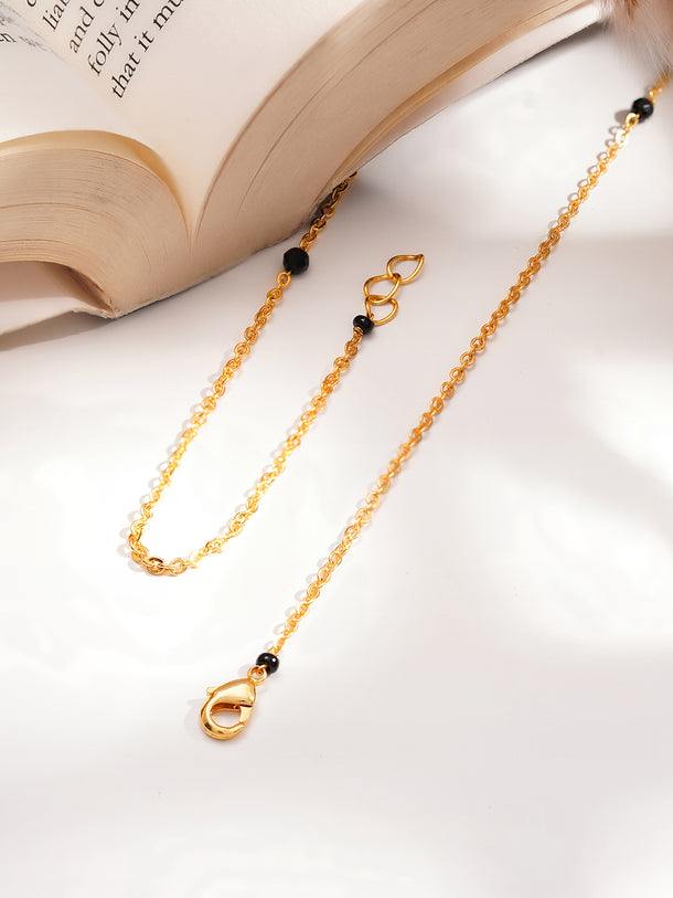 Gold Plated Cubic Zirconia Twin Heart Mangalsutra Necklace
