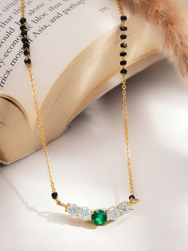 Minimal Gold Emerald Mangalsutra Necklace