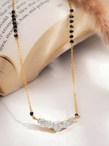 American Diamond Gold Mangalsutra Necklace