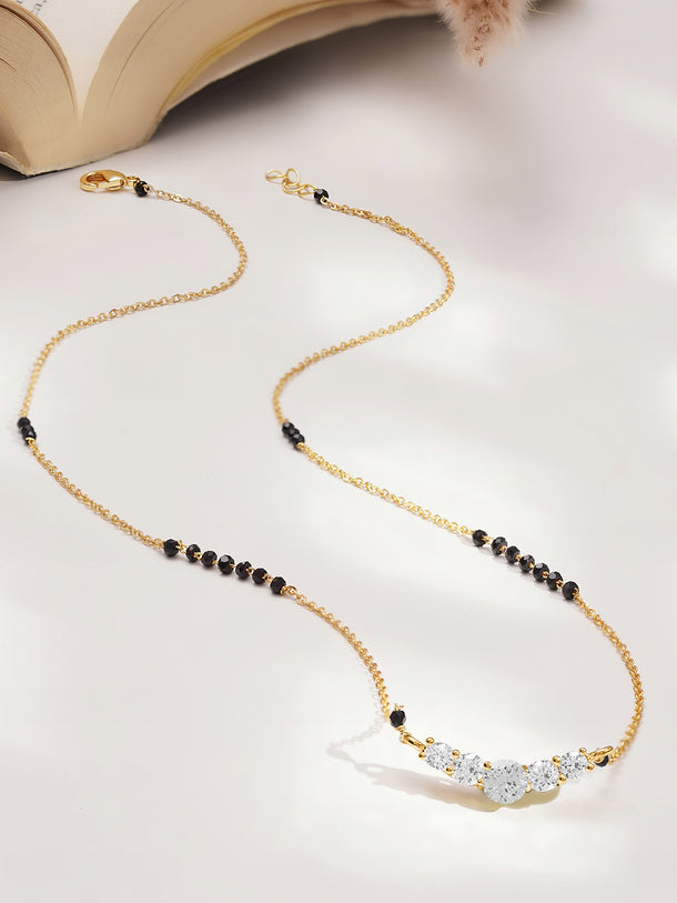 American Diamond Gold Mangalsutra Necklace