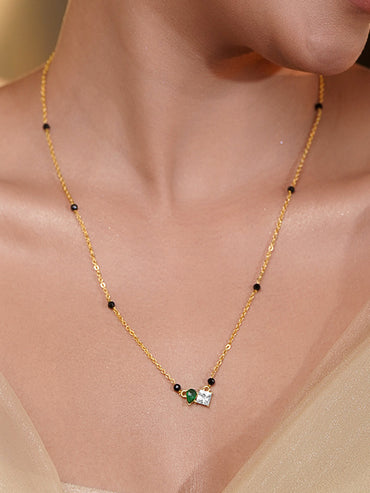 Everyday Emerald Dual Drop Mangalsutra