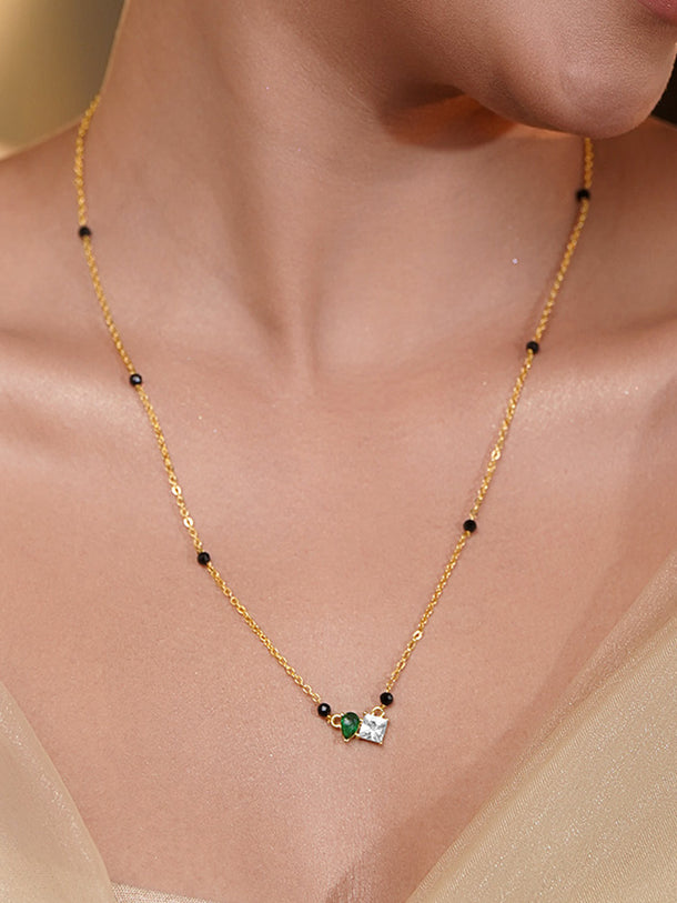 Everyday Emerald Dual Drop Mangalsutra