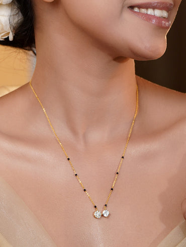 Dual Diamond Spark Gold Mangalsutra Necklace