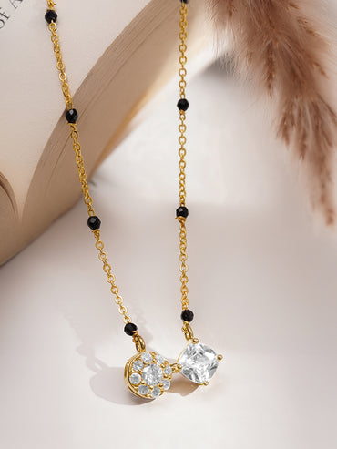 Dual Diamond Spark Gold Mangalsutra Necklace