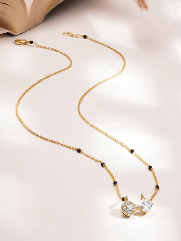 Dual Diamond Spark Gold Mangalsutra Necklace