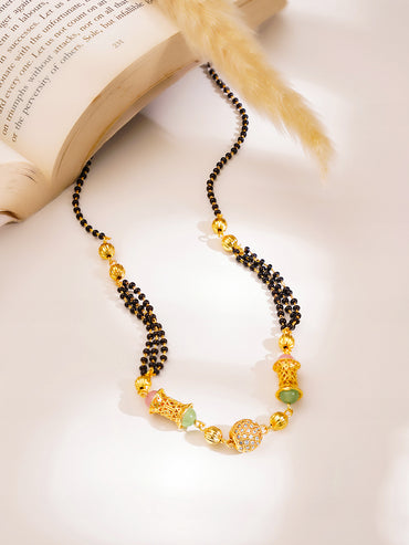 Gold Diamond Spark Mangalsutra Necklace