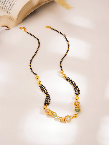 Gold Diamond Spark Mangalsutra Necklace
