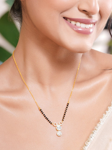 Silver Cubic Zirconia Halo Drop Mangalsutra