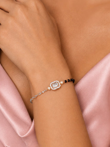 Gold Plated American Diamond Zirconia Cubic Mangalsutra Bracelet
