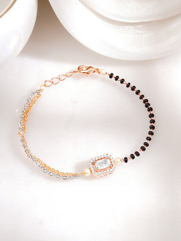 Gold Plated American Diamond Zirconia Cubic Mangalsutra Bracelet