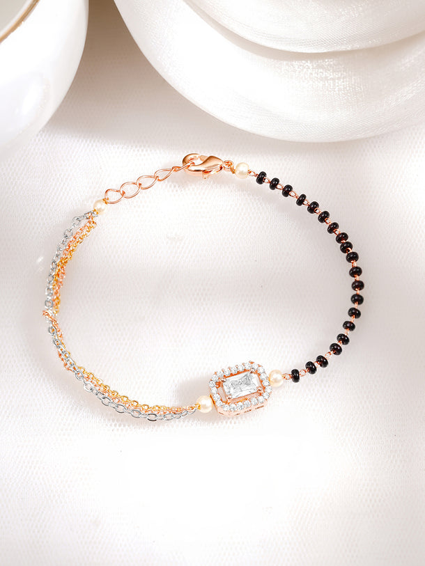 Gold Plated American Diamond Zirconia Cubic Mangalsutra Bracelet