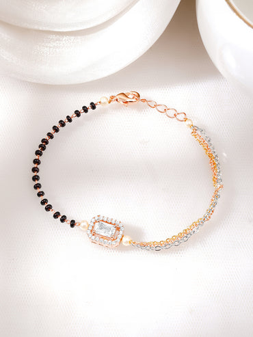 Gold Plated American Diamond Zirconia Cubic Mangalsutra Bracelet