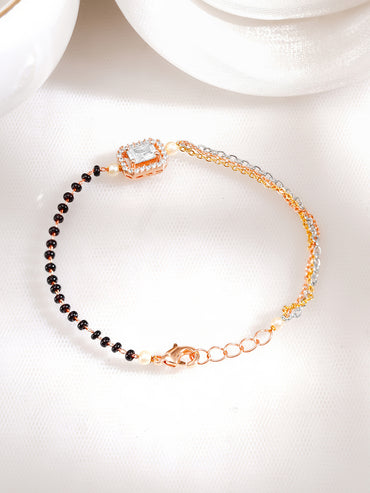 Gold Plated American Diamond Zirconia Cubic Mangalsutra Bracelet