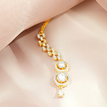 Rubans 22KT Gold-Plated Cubic Zirconia & American Diamond Maang Tikka Head Jewellery