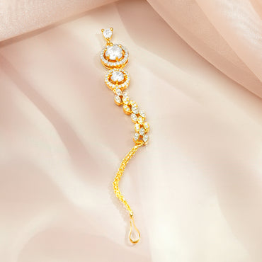 Rubans 22KT Gold-Plated Cubic Zirconia & American Diamond Maang Tikka Head Jewellery