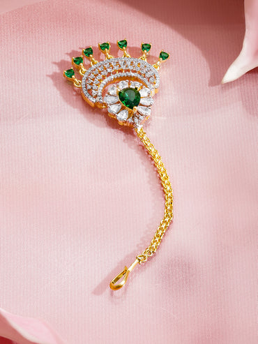 Green American Diamond Zirconia Maangtikka