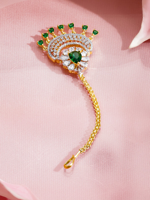 Green American Diamond Zirconia Maangtikka