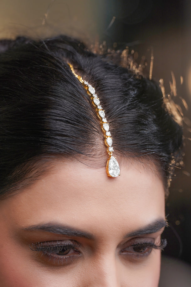 Festive Glow American Diamond Teardrop Maangtikka