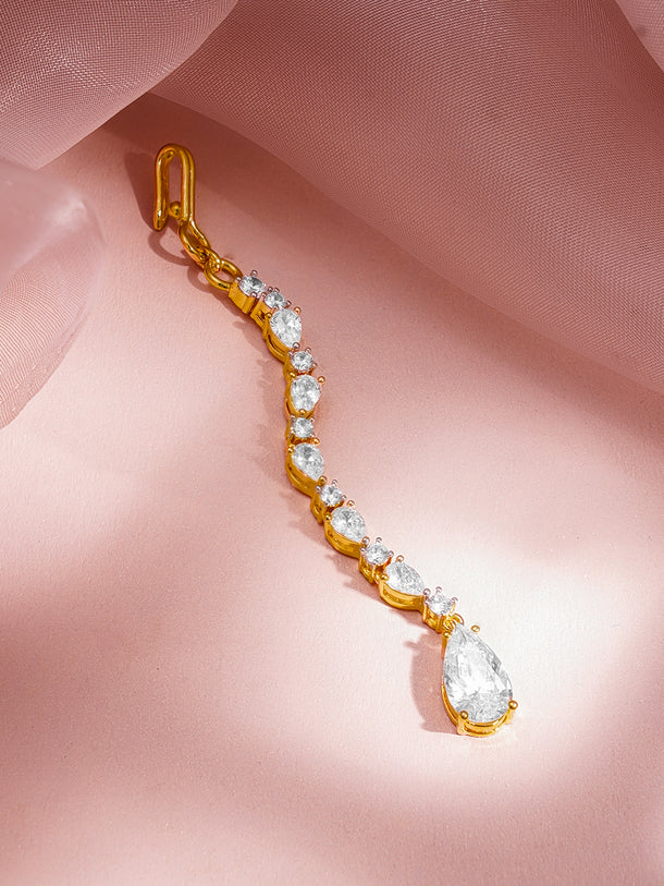 Festive Glow American Diamond Teardrop Maangtikka