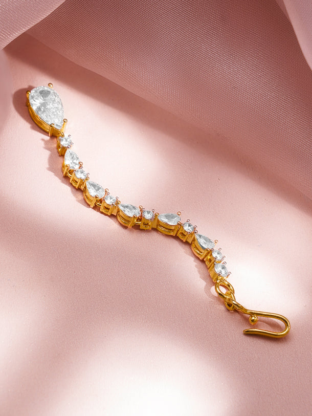 Festive Glow American Diamond Teardrop Maangtikka