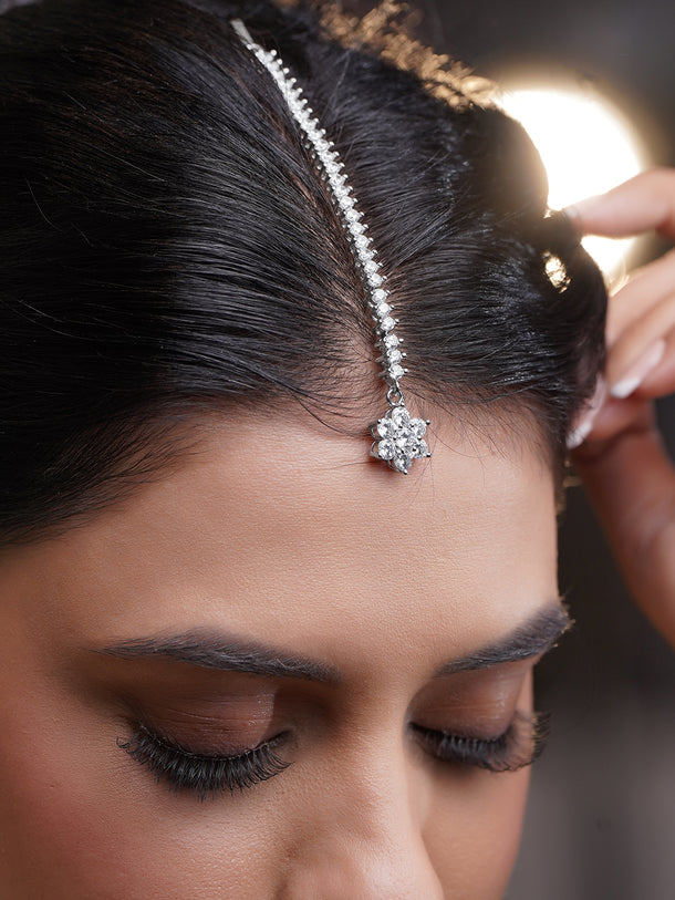 Floral White Maang Tikka