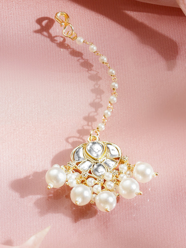 Pearl–Kundan Jewel Maang Tikka