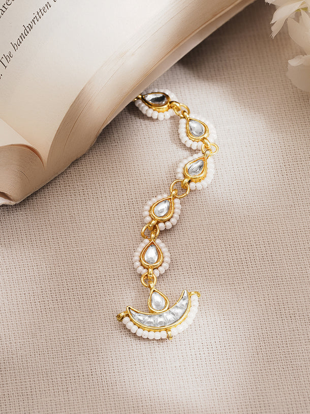 Kundan Pearl Crescent Festive Maangtikka