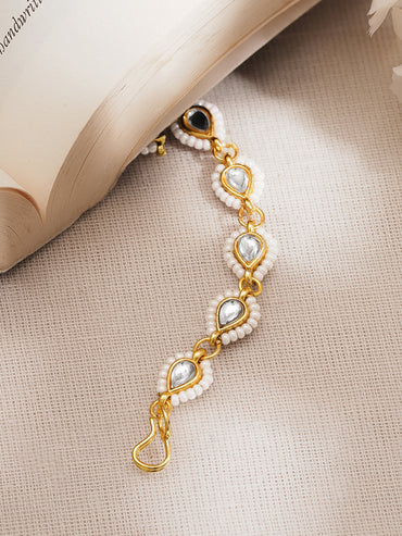 Kundan Pearl Crescent Festive Maangtikka