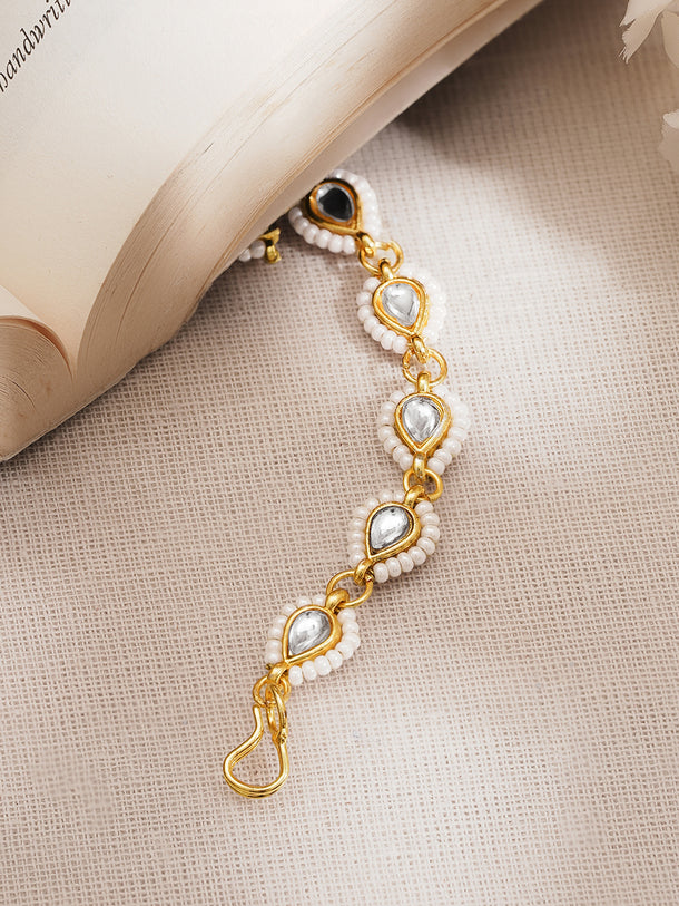 Kundan Pearl Crescent Festive Maangtikka