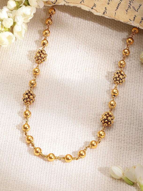 Gold Beaded Long Necklace