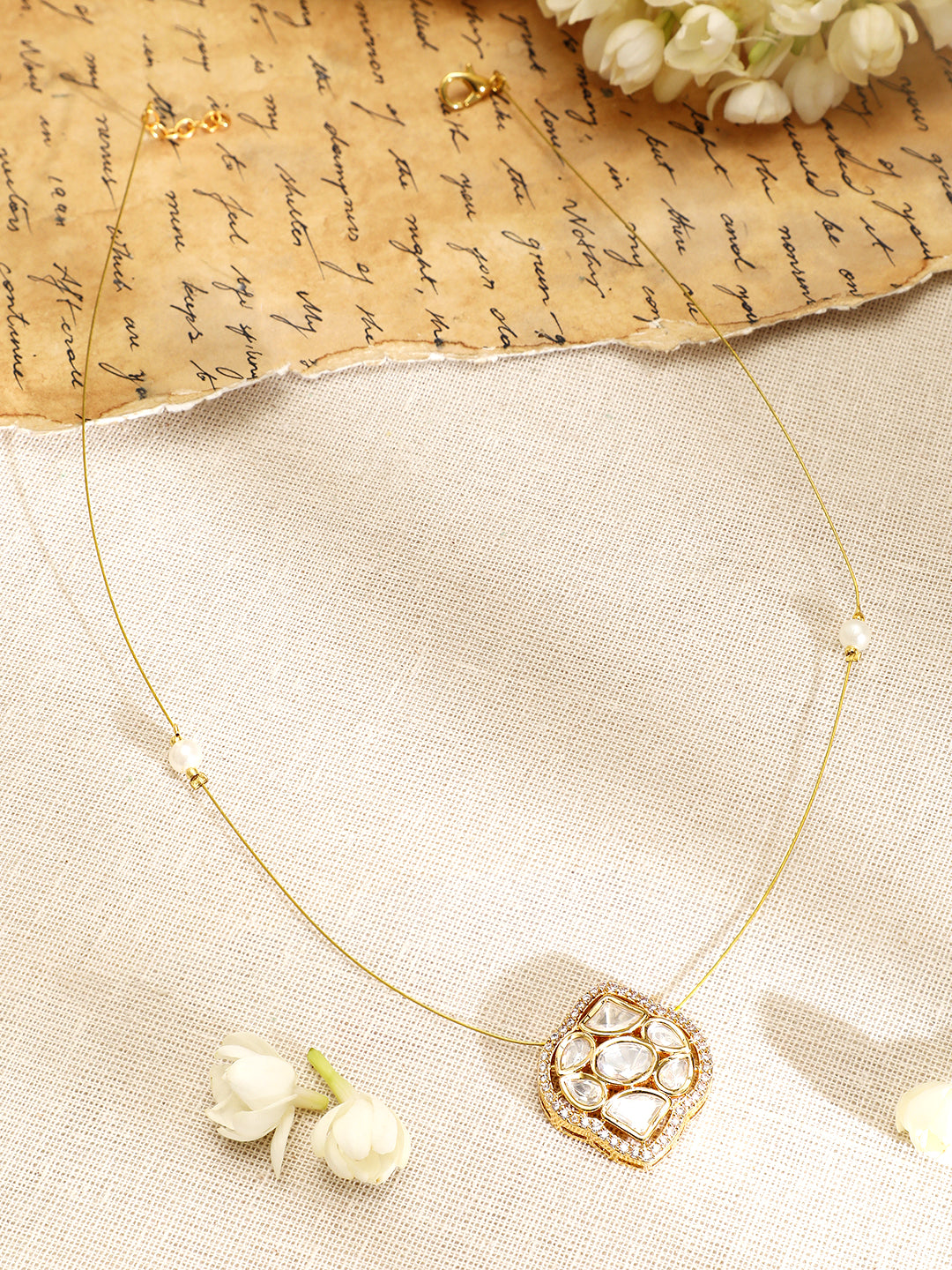 Alluring American Diamond Zirconia & Kundan Studded Pendant Necklace