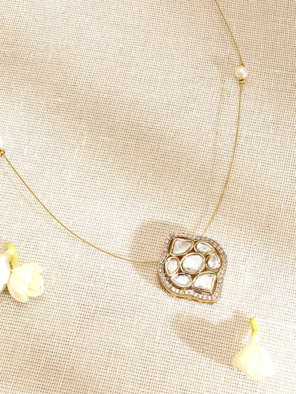Alluring American Diamond Zirconia & Kundan Studded Pendant Necklace