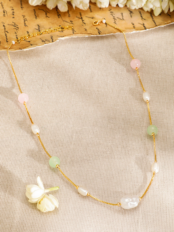 Multicolor Beaded Gold Necklace