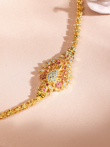 Traditional Peacock Motif Gold Plated Necklace
