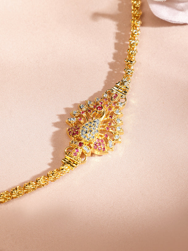 Traditional Peacock Motif Gold Plated Necklace