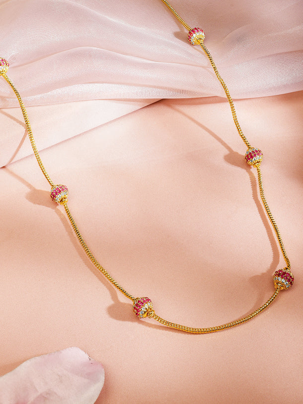 Splendid Pink Beads Necklace Chain