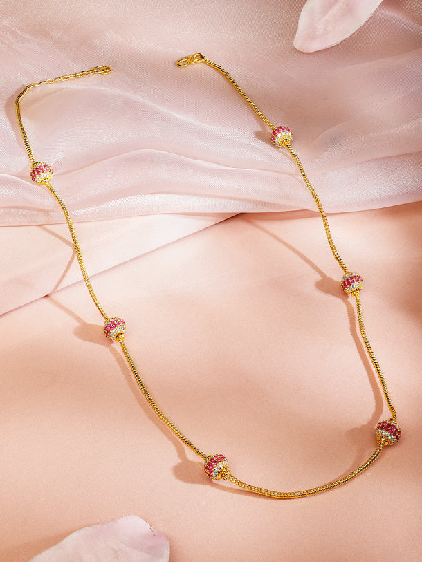 Splendid Pink Beads Necklace Chain