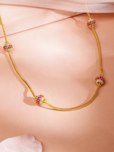 Splendid Pink Beads Necklace Chain