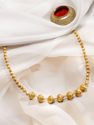 Polished Matar Mala Gold Plated Necklace