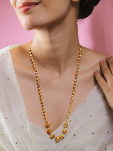 Polished Matar Mala Gold Plated Necklace